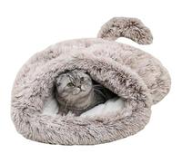 PFHHUDCV Cat Sleeping Bag,Calming Self Warming Kitten Bed,Faux Fur Warm Soft Plush Cuddler Pet Bed,Machine Washable Burrow for Indoor Puppy