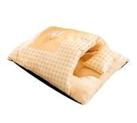 Cat Sleeping Bag, Cute Cat Sleeping Bag for Indoor Cats, Soft and Comfortable Cat Bed Cave, 360° Wrap Comfortable Pet Snuggle Sack for Winter (Yellow,S)