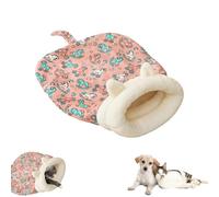 Cat Sleeping Bag for Indoor Cats, Cat Nest Bed, Soft Plush Snuggle Sack, 360° All-Around Warmth & Large Pocket (Pink)