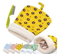 Cat Sleeping Bag for Indoor Cats, Cute Cartoon Cat Nest Bed Soft Plush Cat Cave Bed, Pet Mat Warming Pad Sack, Thickened Pet Pocket Quilt Bed, Washable Warm Bed for Cats (Yellow)