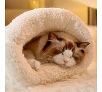 Cat Sleeping Bag, Linen Fabric Bed Cave, Soft and Comfortable Cat Bed, Cave Cozy Cat Beds, Durable Washable Cute Cat Sleeping Bag Easy Acces for Cats and Small Dog