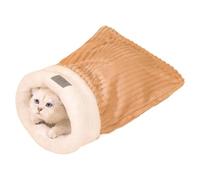 Cat Sleeping Bag, Pet Nest, Warm Semi Enclosed Cozy Large Anti Slip Hideaway Burrow Easy to Clean Soft Cat Bed for Pets, 45cm/17.72, 37cm/14.57in, Medium Large, Khaki Gray