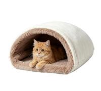 Cat Sleeping Bag Plush Covered Cat Bed Washable Foldable Pet Cave | Soft covered pet bed for cats and small dogs with plush lining for indoor comfort during autumn and winter