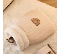 Cat Sleeping Bag Warm Plush Bed for Indoor Cats, Soft Fluffy Self Warming Cave with Tunnel Design, Cozy Hideaway for Kittens, Puppies, Rabbits in Winter (Light Brown,L)
