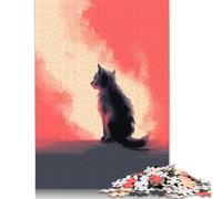 Cat Smoke Puzzles 1000 Pieces Cadeau Unique Jeu Éducatif Challenge Toy À De Qualité Supérieure Peinture Art pour Adultes Et Enfants À Partir De 12 Ans 1000pcs (75x50cm)