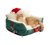Cat Sofa Bed - Plush Cat Sofa, Cats Couch Beds For Indoor Cats, Christmas Chair With Santa Hat, Pet Beds For Kitchen Bedroom Living Room Porch Patio Balcony Play Area Apartment Home Indoor Relaxation