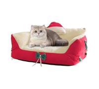 Cat Sofa, Festive Holiday Recliner With Santa Hat Design, Plush Pet Couch With Soft Padding, Comfortable Resting Spot Feature, Decorative Pet Furniture for Home Apartment Indoor Porch Balcony Play Are