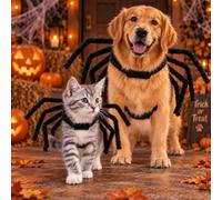Cat Spider Costume for Halloween, Adjustable Plush Pet Outfit (2pc,XXL) | with Lifelike Wiggly Legs & Secure Velcro Closure for Small Cats, Medium & Large Dogs