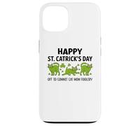 Cat St Patricks Off to Commit Cat Mom Foolery St Patrick's Coque pour iPhone 13