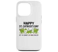 Cat St Patricks Off to Commit Cat Mom Foolery St Patrick's Coque pour iPhone 13 Pro