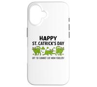 Cat St Patricks Off to Commit Cat Mom Foolery St Patrick's Coque pour iPhone 16