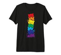 Cat Stack Rainbow Gay Pride Cute LGBT Animal Pet Lover Gift T-Shirt Haut de Gamme