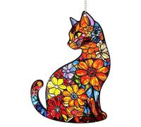 Cat Stained Glass Window Hanging - Sun Catcher Ornament