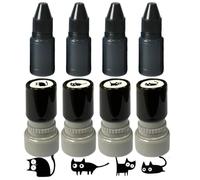 Cat Stamp - Kitten Stationery Imprint Kit, Cute Animal Decorative Stamper, Pre Inked Smudge Free Precision Ink, Four Distinct Feline Character Patterns, Crafting Ink Supplies for Scrapbooking