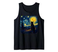 Cat Starry Funny Night Cat Lover Van Gogh Cat Mom Cat Dad Débardeur