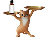 Cat Statue Storage Box, Cute Resin Cat Key Holder Organizer, Modern Decorative Desktop Storage Container For Living Room Entrance Study Home Office Key Jewelry And Small Accessory Organization Use