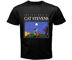 Cat Stevens Vintage T Shirt Tour Mens Music Pop Rock Tee Black Manches Courtes(Large)