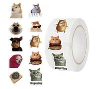Cat Stickers - Feline Labels, 500 Count Animal Graphics For Teacher Rewards, Adhesive Circles With Cartoon Faces, Stationery Supplies, Versatile Seals For Journals, Workbooks And Envelopes