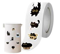 Cat Stickers Roll, 500 Sheets Funny Cartoon Black Kitten Decals, Waterproof Vinyl Sticker Set With Meme Cat Designs, Aesthetic Decorative Stickers For Laptop, Scrapbook, Journal, Water Bottle