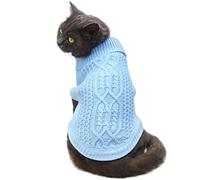 Cat Sweaters for Cats Only, Soft Knit Fall Cat Sweater, Warm Cozy Cats Clothes for Indoor Outdoor (Blue,X-Small)