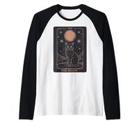 Cat Tarot Card - The Moon Vintage Style Tee Manche Raglan