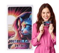 Cat Tarot Cards, Beginner Deck, 4.06x2.36 inches 78 Pieces English Divination Tools, Cats Themed Tarots for Family Reading, Spiritual, Card Game, Adults and Teens