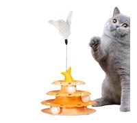 Cat Teaser, Cat Track Balls - Turton pour animaux de compagnie à happineuse avec un teaser en plumes - Tour des balles de piste interactive à rouleaux de chaton pour la chasse à l'exercice de jeu inté