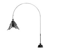 Cat Teaser, Interactive Kitten Stick, 39.37in Built in Bell and Feather Attachment, Strong Suction Cup Base, Indestructible Pet Wand for Indoor Playtime, Boredom Reliver