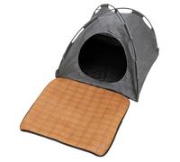 Cat Tent Bed - Breathable Foldable Enclose Pet House Teepee with Rattan Mat