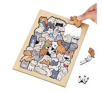 Cat Theme Jigsaw Puzzle Game, Creative Board Set with Cute Illustration, Kids Family for Weekend Social Activity Rainy Day Holiday Party for Living Room Table Travel Entertainment