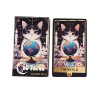 Cat Themed Oracle Deck, 78-Card Tarot Divination Set with Coated Paper, 10.3x6cm Portable Pocket Size Tarot Cards for Fate Reading Games and Spiritual Guidance on The Go