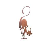 Cat Themed Yard Decor, Chic Design Garden Decoration for Outdoor Rust Resistant Statues, Unique Metal Art In Rustic Style for Parties And Halloween,