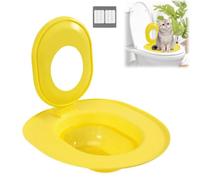 Cat Toilet Seat Training Kit,Flushable Removable Pet Toilet Training System,Reusable Plastic Trainer for Pet Cleaning,Portable Trainer for Home Shop Pet Potty (Yellow)