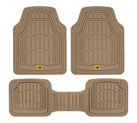 Cat® ToughRide Lot de 3 Tapis de Sol Robustes en Caoutchouc Toutes Saisons pour Voiture, Camion, camionnette, VUS, Beige - Bordure de qualité supérieure pour s'adapter aux Tapis de Sol de Voiture,