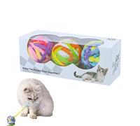 Cat Toy Balls - Boule de chats gonflables interactifs avec couleur aléatoire | 3 pièces Colorful Doch Demains Nettoying Supplies avec des cloches, des fournitures pour animaux de compagnie pour l'ennu
