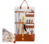 Cat Toy Holder, Kitten Teaser Toys Wall Storage Bag, 27.56 inch Organizer with Mount Pockets & Pet Supply Display, Hanging Solution for Pussy Accessories Treats Grooming Brush Comb
