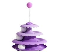Cat Toy Roller, 3-Level Turntable Kitten Fun, Anti-Slip Puzzle Play | Durable PP Material, Interactive Roller Track, Indoor Cats Enjoyment, Safe Edges, Easy Clean Design Purple