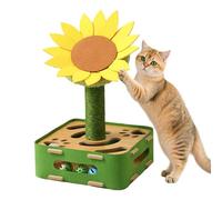 Cat Toy - Sunflower Puzzle Enrichment Game, Rotating Floral Pet Teaser, Interactive Mental Stimulation Activity Hub, Boredom Relief Claw Grooming Station, Indoor Feline Entertainment Accessory