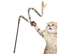 Cat Toy Wand - Bâton De Compagnie Ludique, Tige De Taquin | Pole D'activité De Motif Léopard, D'attachement En Plumes Doux Pour Les Séances De Divertissement Pour De Cha