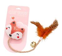 Cat Toys for Indoor Cats Teething Chew Toy Funny Bell with Feathers Jouet interactif en peluche mobile pour chat (A, taille unique)