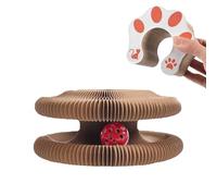 Cat Toys Scratching with Bell Ball - Cardboard Rounds, Single Circular Discs for Kitten Batting, Interactive with Tinkle Bead, Creature Gear, Curled Layers for Activity, Resting and Hunting