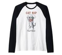 Cat Trail Rider Western Cowboy Animal Outlaw Manche Raglan