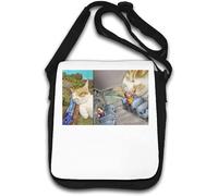 Cat Train Perspective Meme Funny Sac à bandoulière Blanc