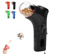 Cat Treat Gun Shooter, Handheld Interactive Pet Snack Catapult, Interactive Dog Food Catapult, Pet Treat Launchers, Kitten Puppy Exercise Training Feeder for Park Walk Home (Black)