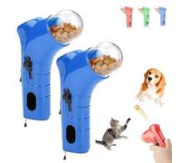 Cat Treat Launcher Gun, Pet Food Dispenser Launchers, Fun Cat Ball Dispenser Gun Toy, Snack Slinger For Dog Exercise Training, Handheld Interactive Toys, Suitable For Households With Pets (Blue+Blue)