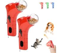 Cat Treat Launcher Gun, Pet Food Dispenser Launchers, Fun Cat Ball Dispenser Gun Toy, Snack Slinger For Dog Exercise Training, Handheld Interactive Toys, Suitable For Households With Pets (Red+Red)