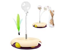 Cat Treat Toy, Interactive Puzzle Feeder, Multifunctional Handle Dispenser, Feather Games, Fun Puzzled for Indoor Pets, Engaging Cat Treat Ball, Stimulates and Mental Activity