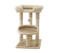 Cat Tree, Arbre à Chat de Luxe à Deux Niveaux avec griffoirs en sisal, Tour à Chat à Plusieurs Niveaux avec perchoirs en Peluche et Jouets Suspendus,for Kittens(White)