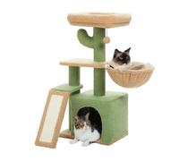 Cat Tree, Arbre à Chat en Bois avec Structure d'escalade, nid, Cactus intégré et Jouets,Parts(TD34)