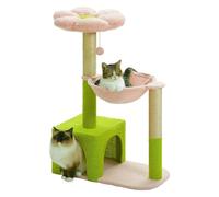 Cat Tree, Arbre à Chat en Bois avec Structure d'escalade, nid, Cactus intégré et Jouets,Parts(TD36 Flower)